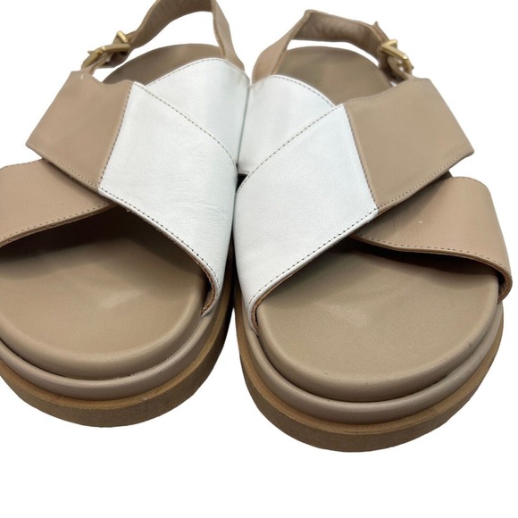 ALOHAS Marshmallow Bicolor Sandal In Stone Beige + Bright White Size 40 - Picture 6 of 11